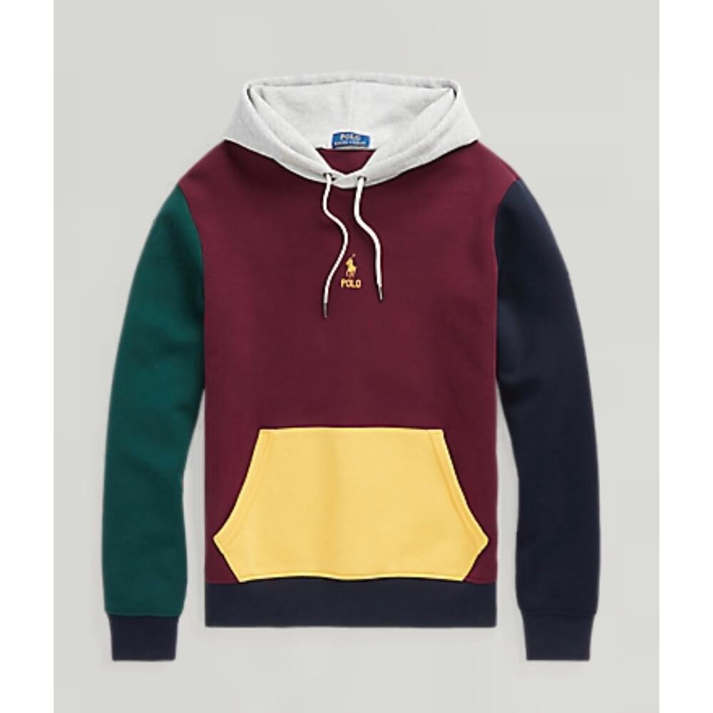 Polo Ralph Lauren Color Blocked Double Knit Hoodie Unisex Mens Size Large